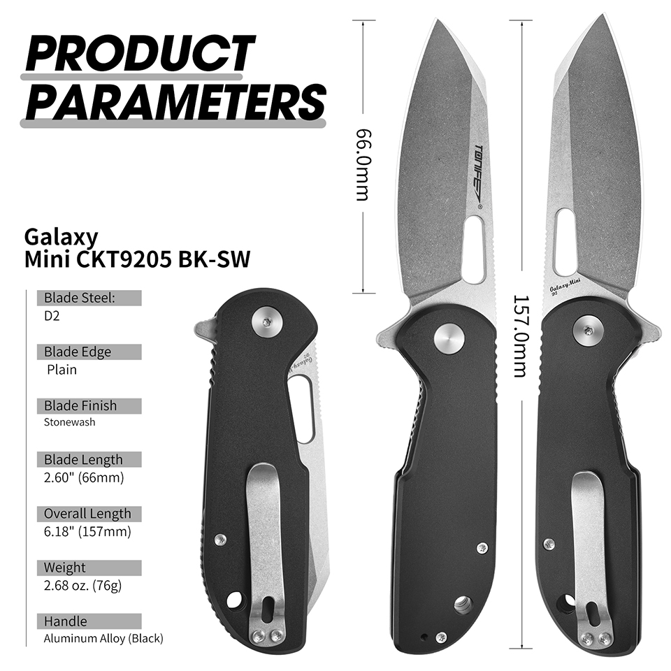 TONIFE Galaxy Mini CKT9205 Fol - Edc Concealed Carry Knife recension och pris